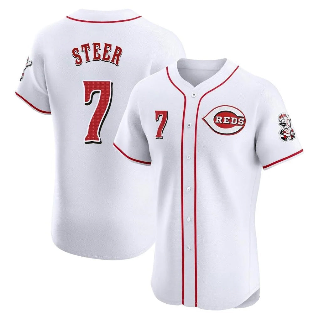 Boles C.Reds #7 Spencer Steer Player White Limited Elite Home Stitched Jerseys