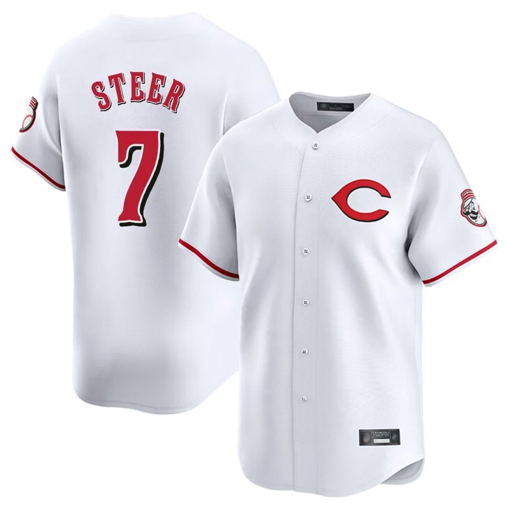 Boles C.Reds #7 Spencer Steer Player White Limited Home Stitched Jerseys
