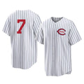 Boles C.Reds #7 Spencer Steer Player White Stripe Field of Dreams Game Home Stitched Jerseys
