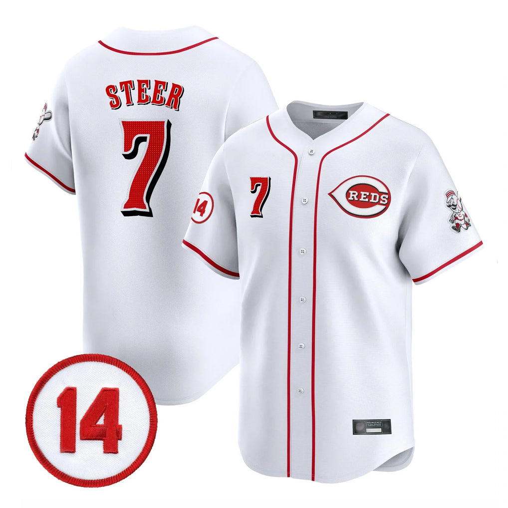 Boles C.Reds #7 Spencer Steer Player White Vapor Premier Limited Home Stitched Jerseys