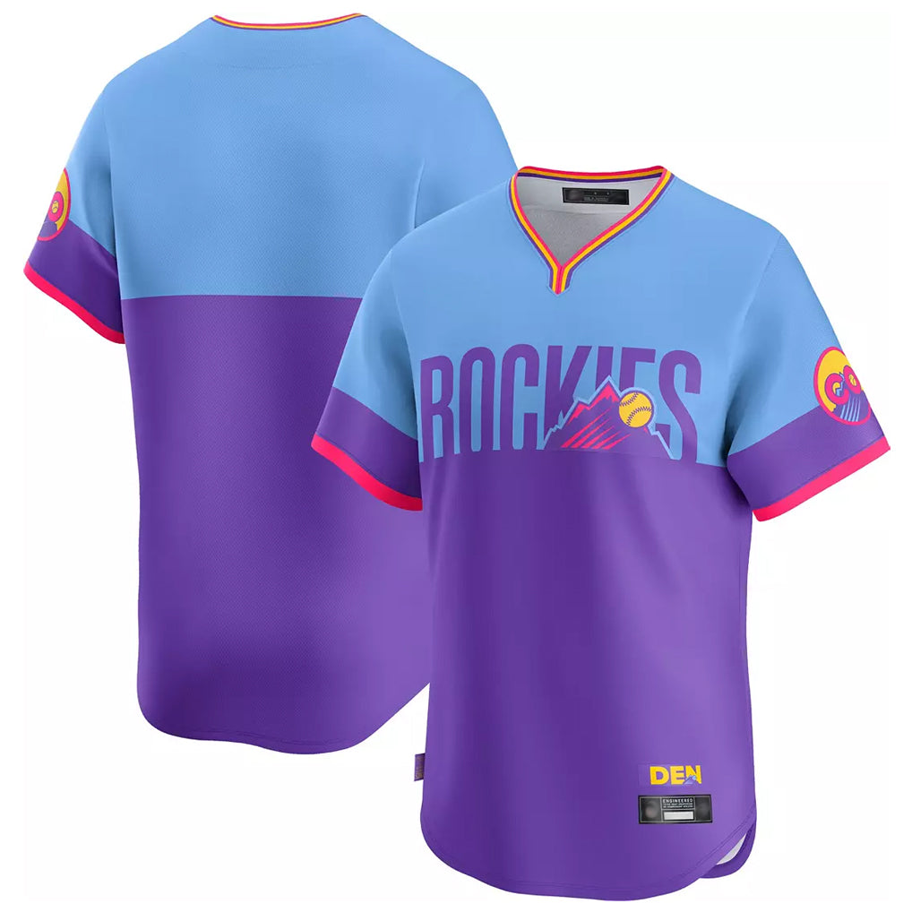 Boles C.Rockies Purple-Light Blue City Connect Limited Home T-shirt Blank Player Stitched Jerseys