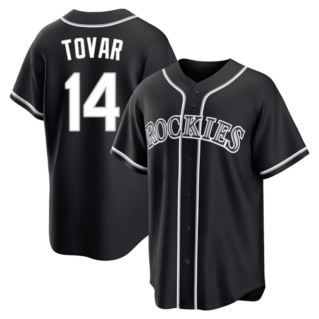 Boles C.Rockies #14 Ezequiel Tovar Player Black Fashion Out Home Game Stitched Jerseys