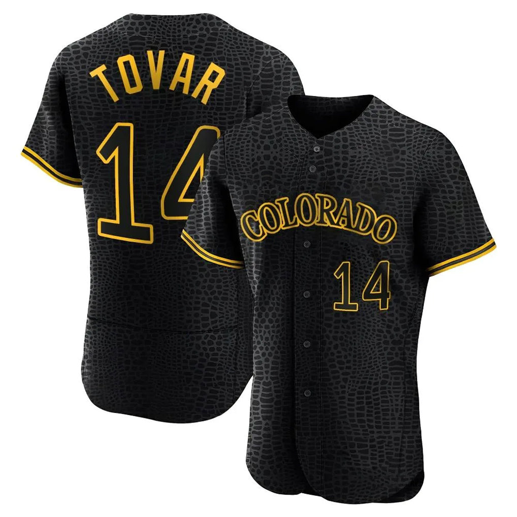 Boles C.Rockies #14 Ezequiel Tovar Player Black Snake Skin City Limited Elite Home Stitched Jerseys