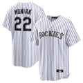 Boles C.Rockies #22 Mickey Moniak Player White Game Home Stitched Jerseys