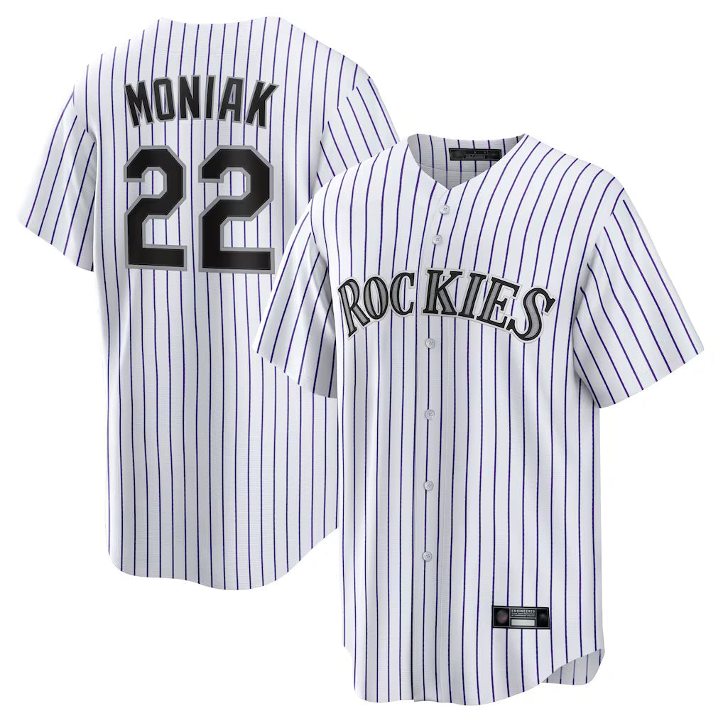 Boles C.Rockies #22 Mickey Moniak Player White Game Home Stitched Jerseys
