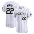 Boles C.Rockies #22 Mickey Moniak Player White Limited Elite Home Stitched Jerseys