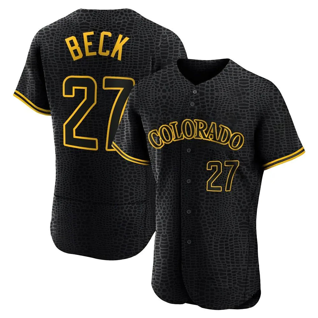 Boles C.Rockies #27 Jordan Beck Player Black Snake Skin City Limited Elite Home Stitched Jerseys