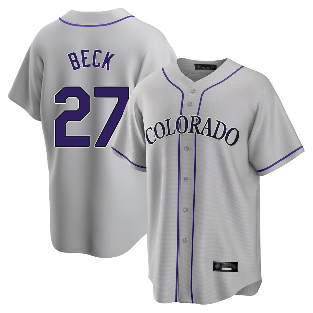 Boles C.Rockies #27 Jordan Beck Player Gray Game Home Stitched Jerseys