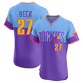 Boles C.Rockies #27 Jordan Beck Player Purple-Light Blue City Connect Limited Elite Home T-shirt Stitched Jerseys