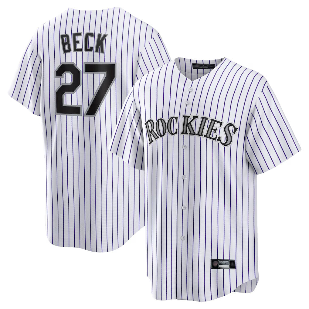 Boles C.Rockies #27 Jordan Beck Player White Game Home Stitched Jerseys