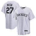 Boles C.Rockies #27 Jordan Beck Player White Game Home Stitched Jerseys