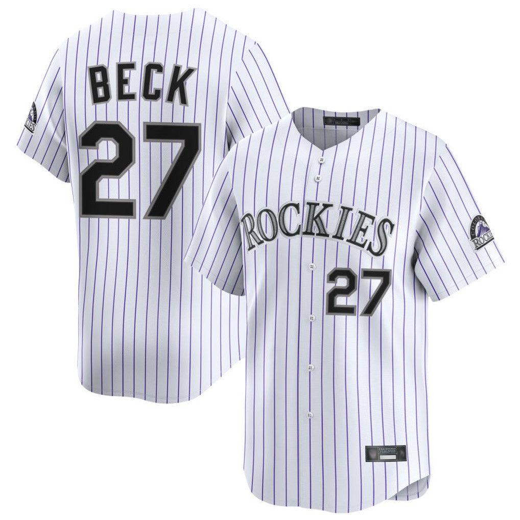 Boles C.Rockies #27 Jordan Beck Player White Limited Home Stitched Jerseys