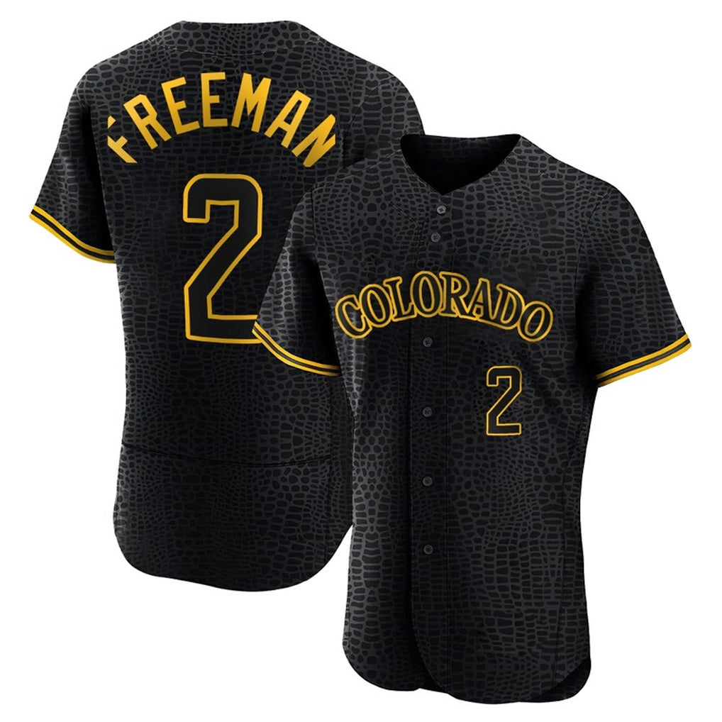 Boles C.Rockies #2 Tyler Freeman Player Black Snake Skin City Limited Elite Home Stitched Jerseys