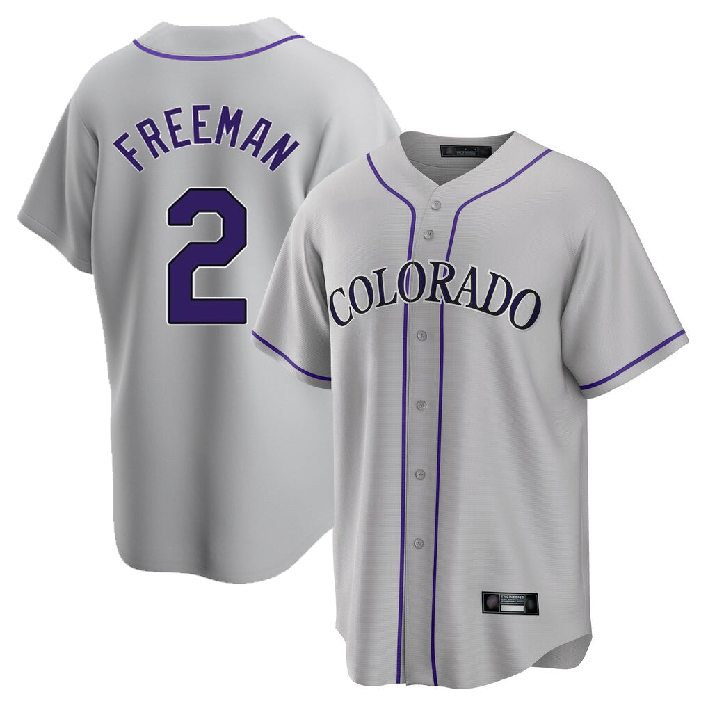 Boles C.Rockies #2 Tyler Freeman Player Gray Game Home Stitched Jerseys
