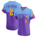 Boles C.Rockies #2 Tyler Freeman Player Purple-Light Blue City Connect Limited Elite Home T-shirt Stitched Jerseys
