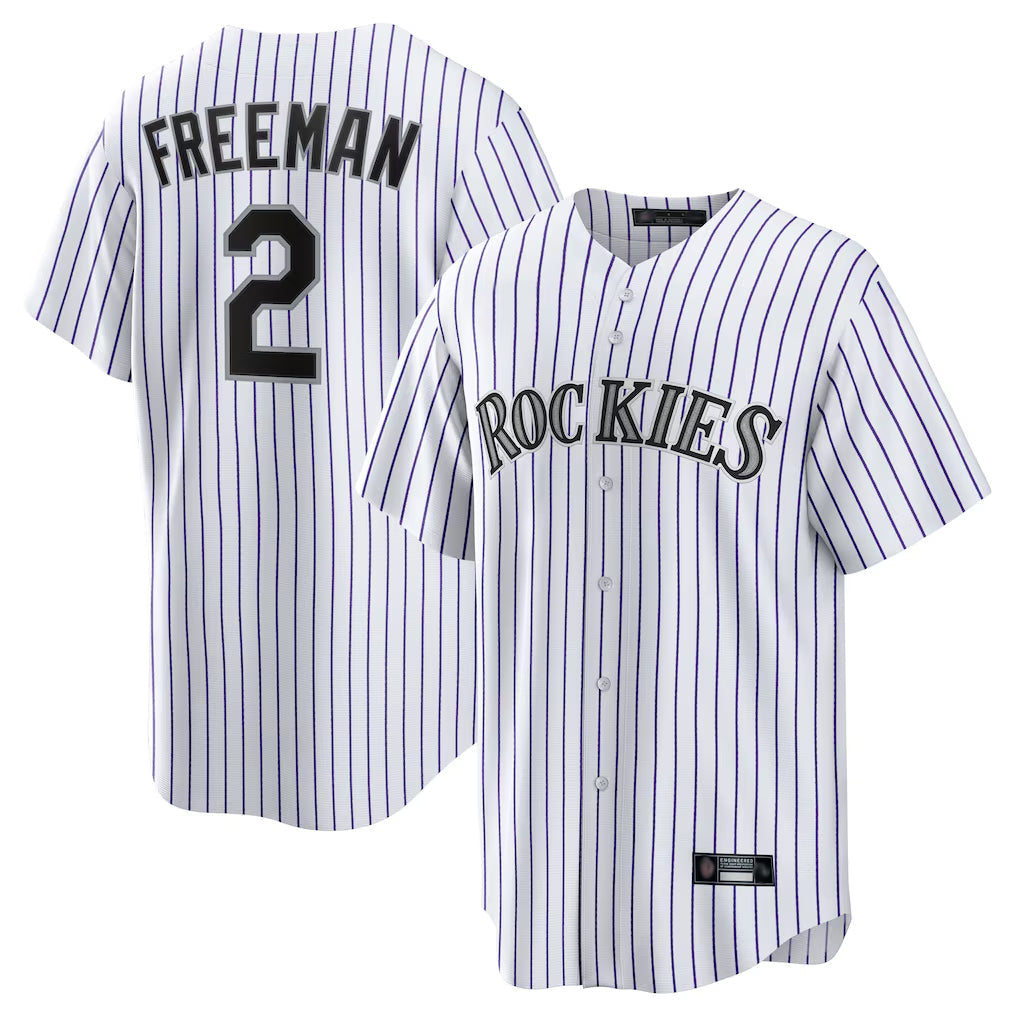 Boles C.Rockies #2 Tyler Freeman Player White Game Home Stitched Jerseys