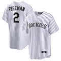 Boles C.Rockies #2 Tyler Freeman Player White Game Home Stitched Jerseys