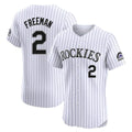 Boles C.Rockies #2 Tyler Freeman Player White Limited Elite Home Stitched Jerseys