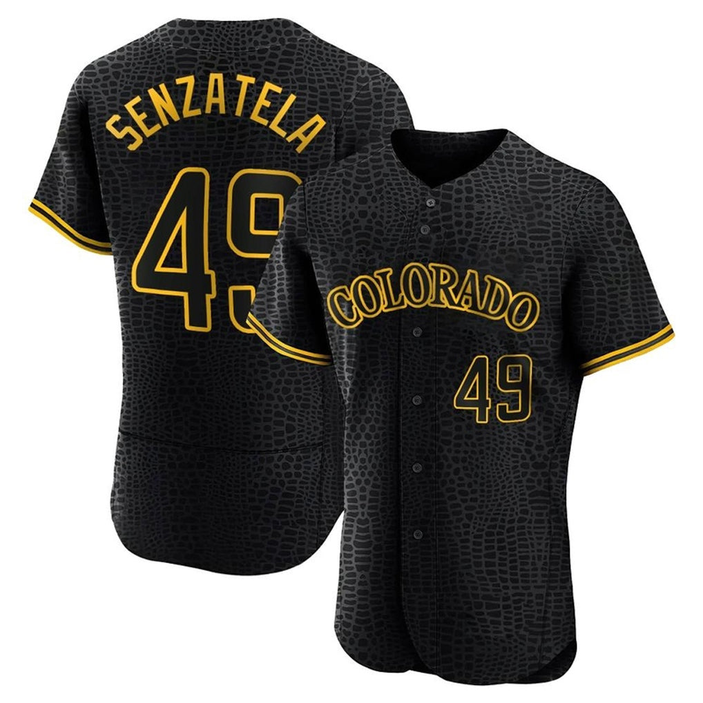 Boles C.Rockies #49 Antonio Senzatela Player Black Snake Skin City Limited Elite Home Stitched Jerseys