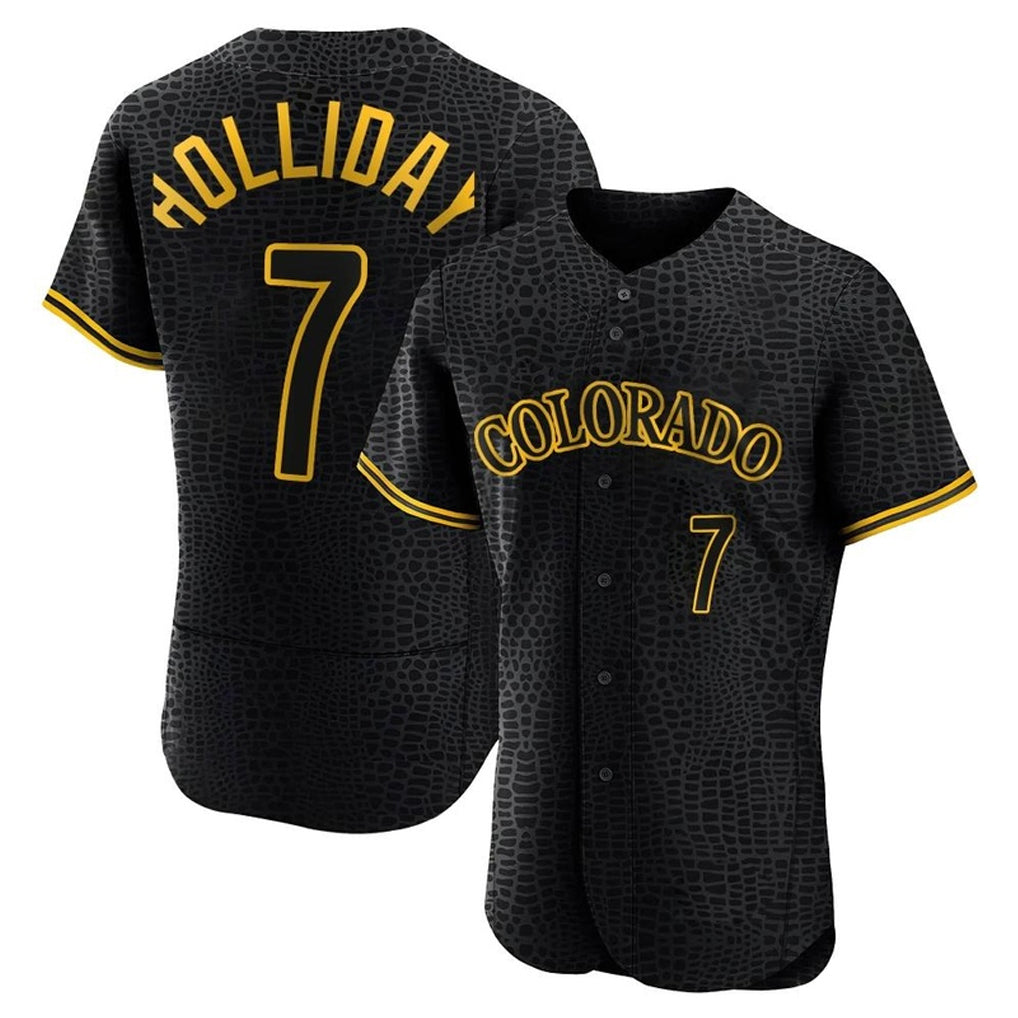 Boles C.Rockies #7 Matt Holliday Player Black Snake Skin City Limited Elite Home Stitched Jerseys