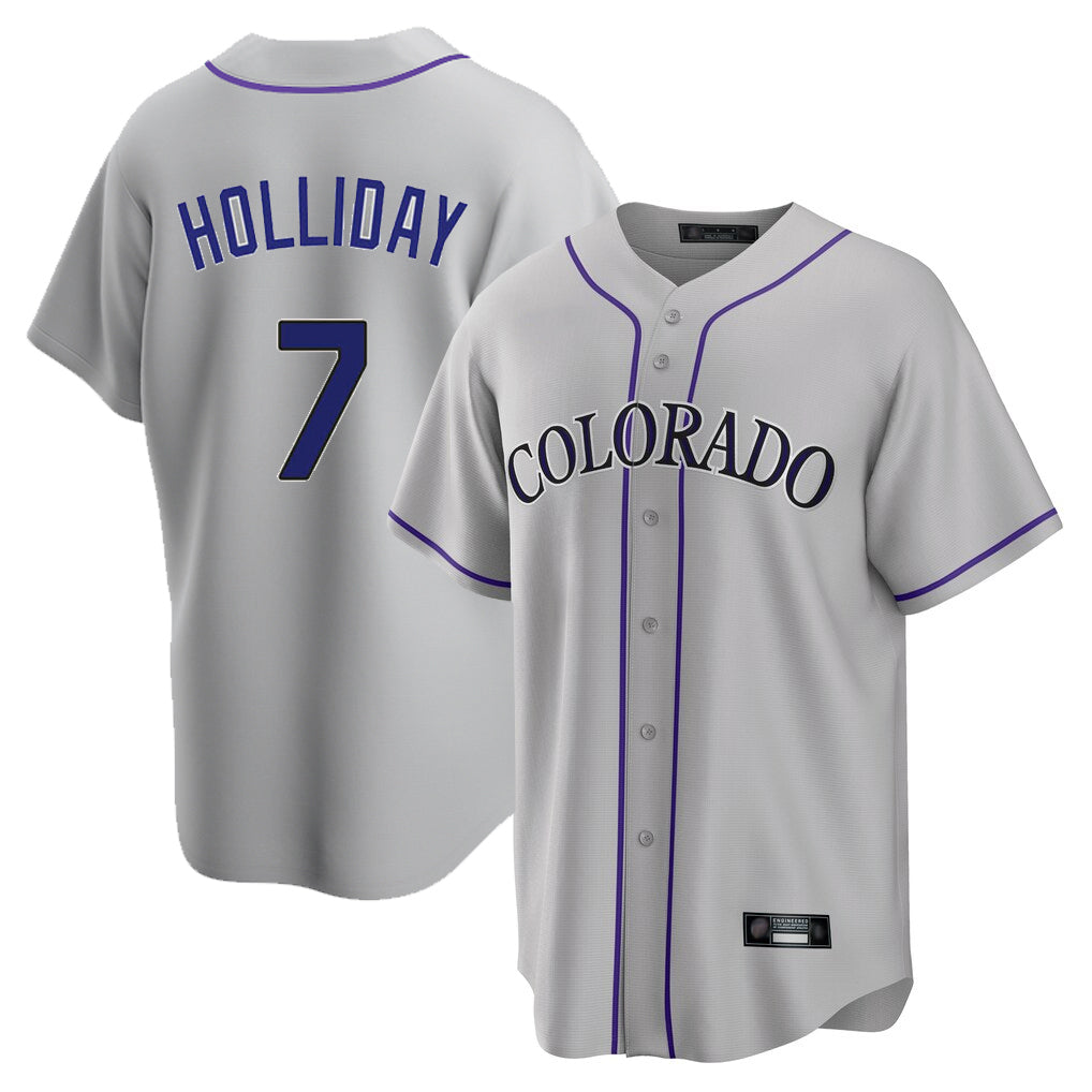 Boles C.Rockies #7 Matt Holliday Player Gray Game Home Stitched Jerseys