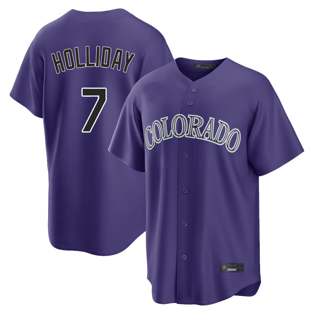 Boles C.Rockies #7 Matt Holliday Player Purple Game Home Stitched Jerseys