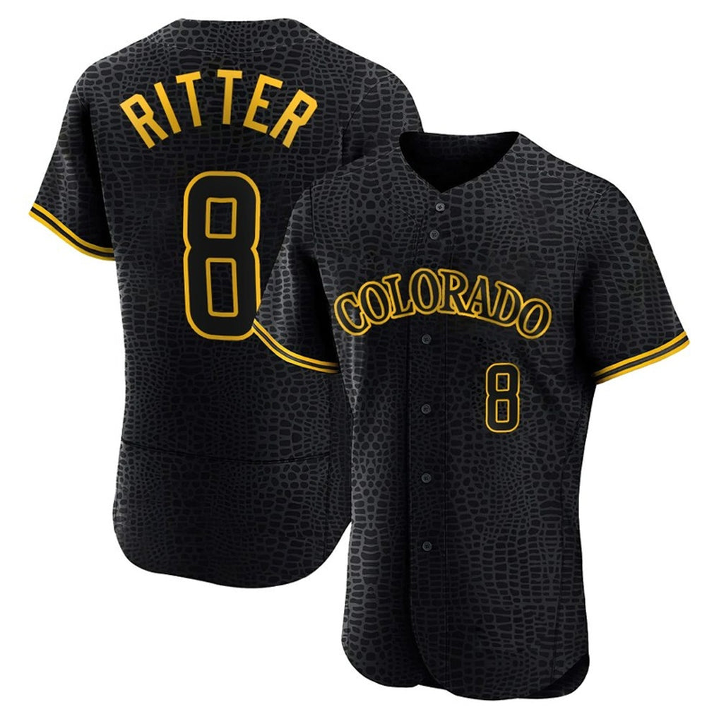 Boles C.Rockies #8 Ryan Ritter Player Black Snake Skin City Limited Elite Home Stitched Jerseys