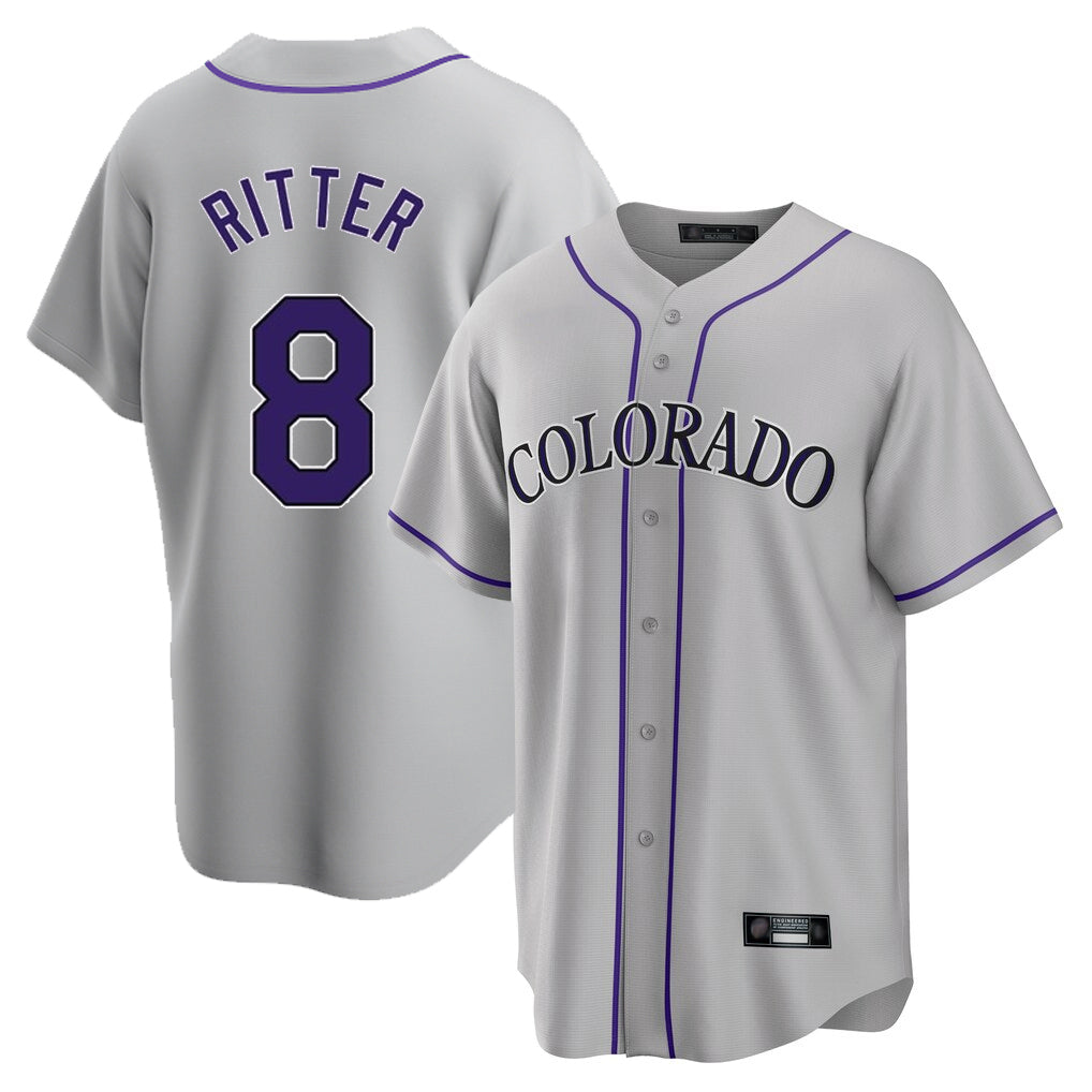 Boles C.Rockies #8 Ryan Ritter Player Gray Game Home Stitched Jerseys