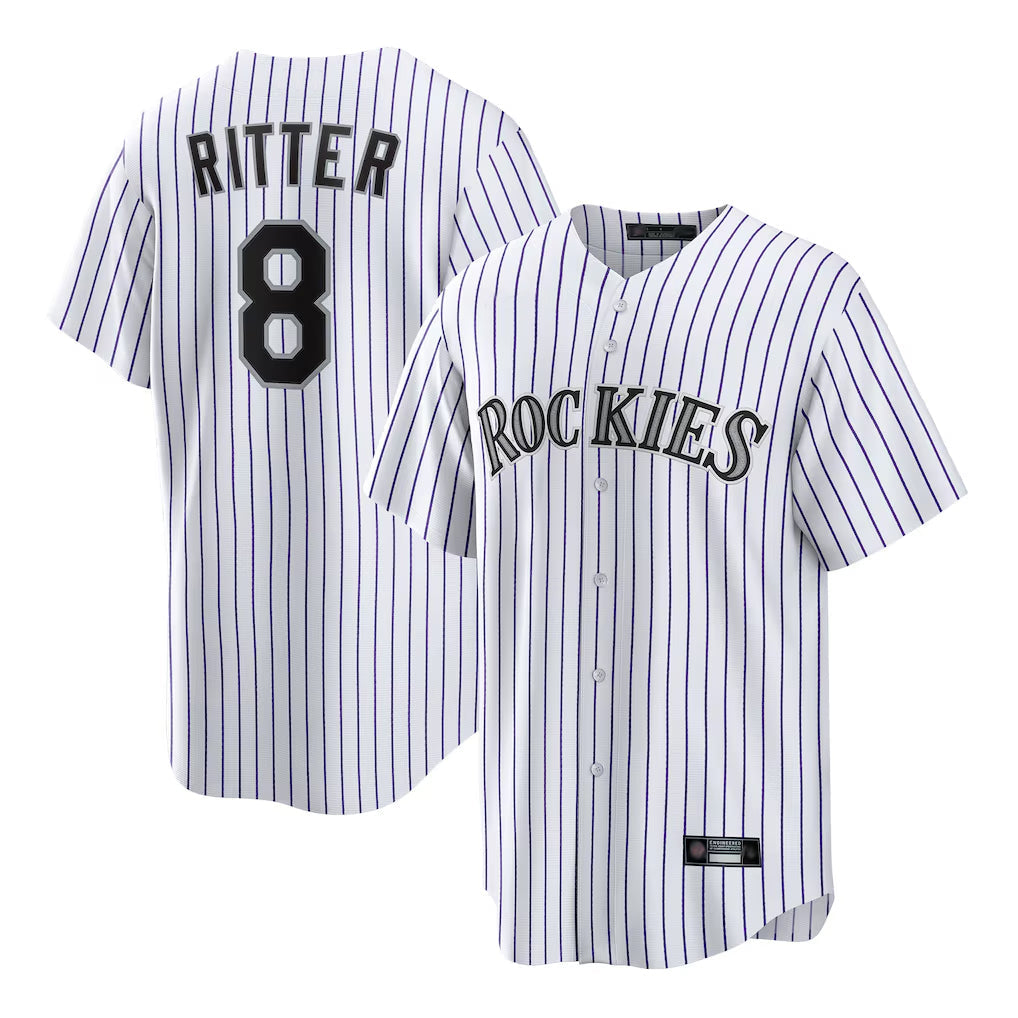 Boles C.Rockies #8 Ryan Ritter Player White Game Home Stitched Jerseys