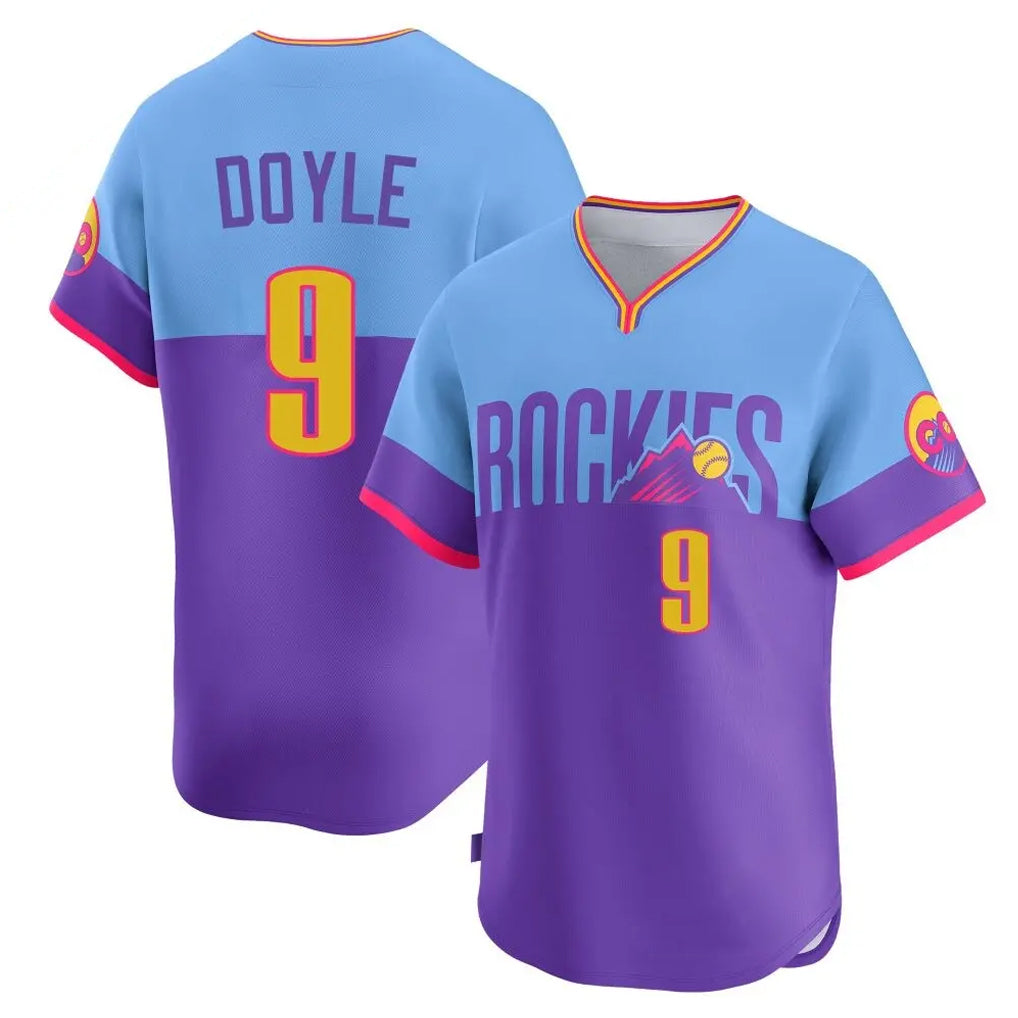 Boles C.Rockies #9 Brenton Doyle Player Purple-Light Blue City Connect Limited Home T-shirt Stitched Jerseys