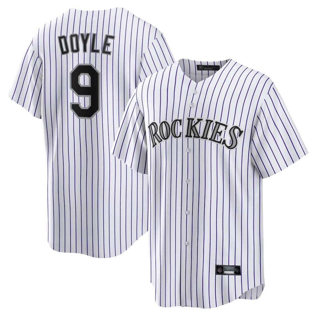 Boles C.Rockies #9 Brenton Doyle Player White Game Home Stitched Jerseys