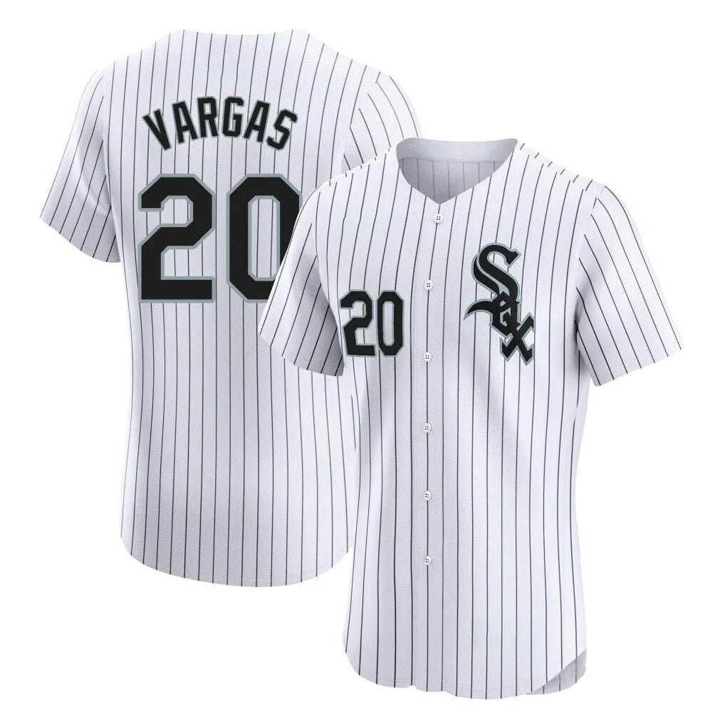 Boles C.White Sox #20 Miguel Vargas Player White Stripe Limited Elite Home Stitched Jerseys