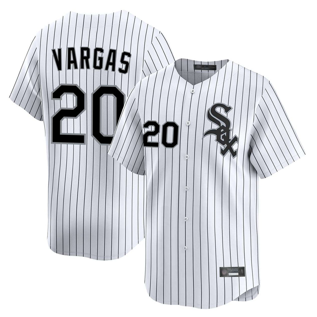 Boles C.White Sox #20 Miguel Vargas Player White Stripe Limited Home Stitched Jerseys