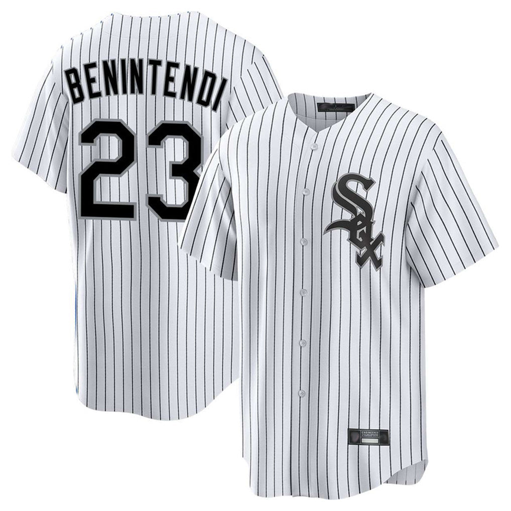 Boles C.White Sox #23 Andrew Benintendi Player White Stripe Home Game Stitched Jerseys