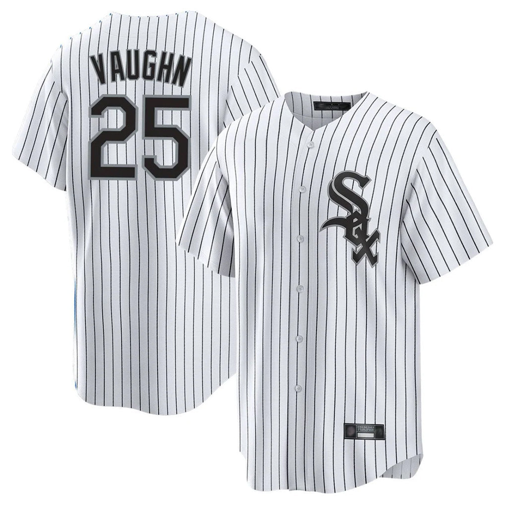 Boles C.White Sox #25 Andrew Vaughn Player White Stripe Home Game Stitched Jerseys