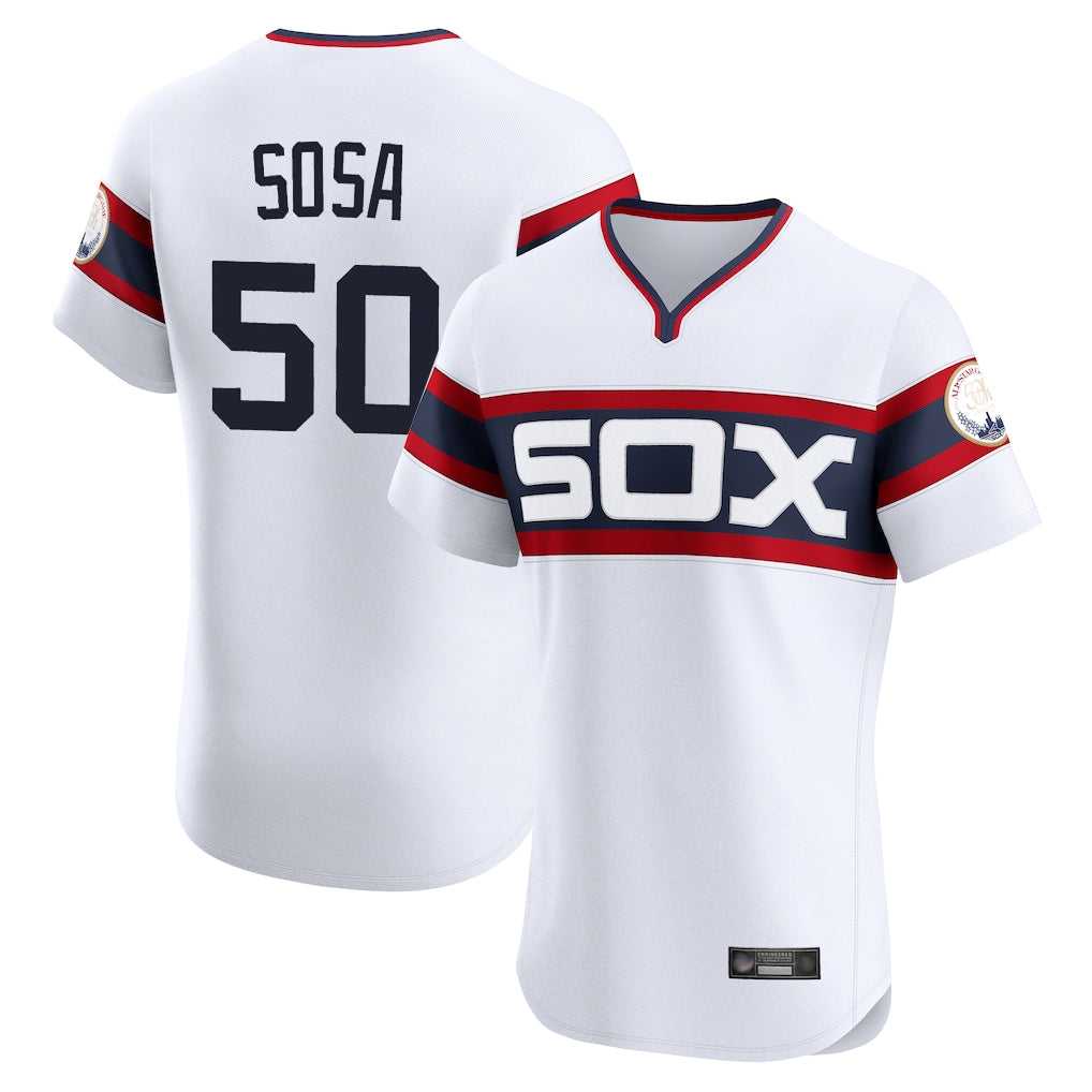 Boles C.White Sox #50 Lenyn Sosa Player White T-shirt Limited Elite Home Stitched Jerseys