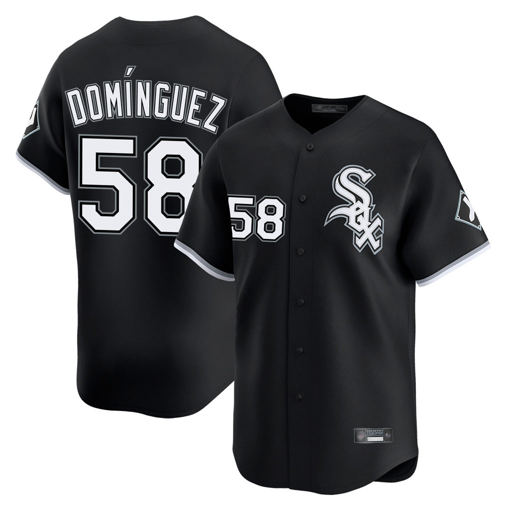 Boles C.White Sox #58 Seranthony Dom¨ªnguez Player Black Limited Home Stitched Jerseys