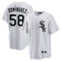 Boles C.White Sox #58 Seranthony Dom¨ªnguez Player White Stripe Home Game Stitched Jerseys