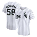 Boles C.White Sox #58 Seranthony Dom¨ªnguez Player White Stripe Limited Elite Home Stitched Jerseys