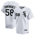 Boles C.White Sox #58 Seranthony Dom¨ªnguez Player White Stripe Limited Home Stitched Jerseys