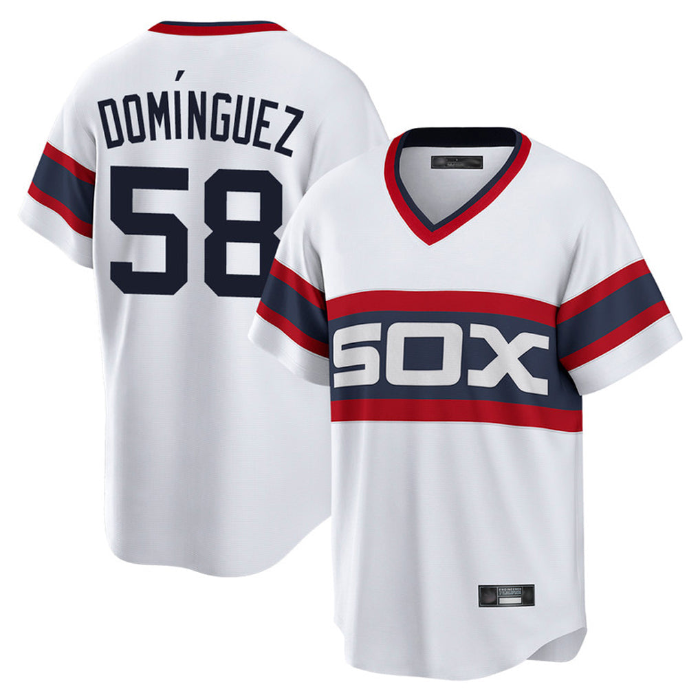 Boles C.White Sox #58 Seranthony Dom¨ªnguez Player White T-shirt Home Game Stitched Jerseys