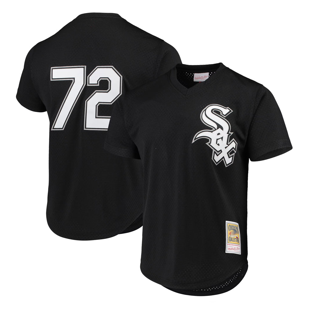 Boles C.White Sox #72 Carlton Fisk Player Black Mitchell & Ness Cooperstown Collection Mesh Game Stitched Jerseys