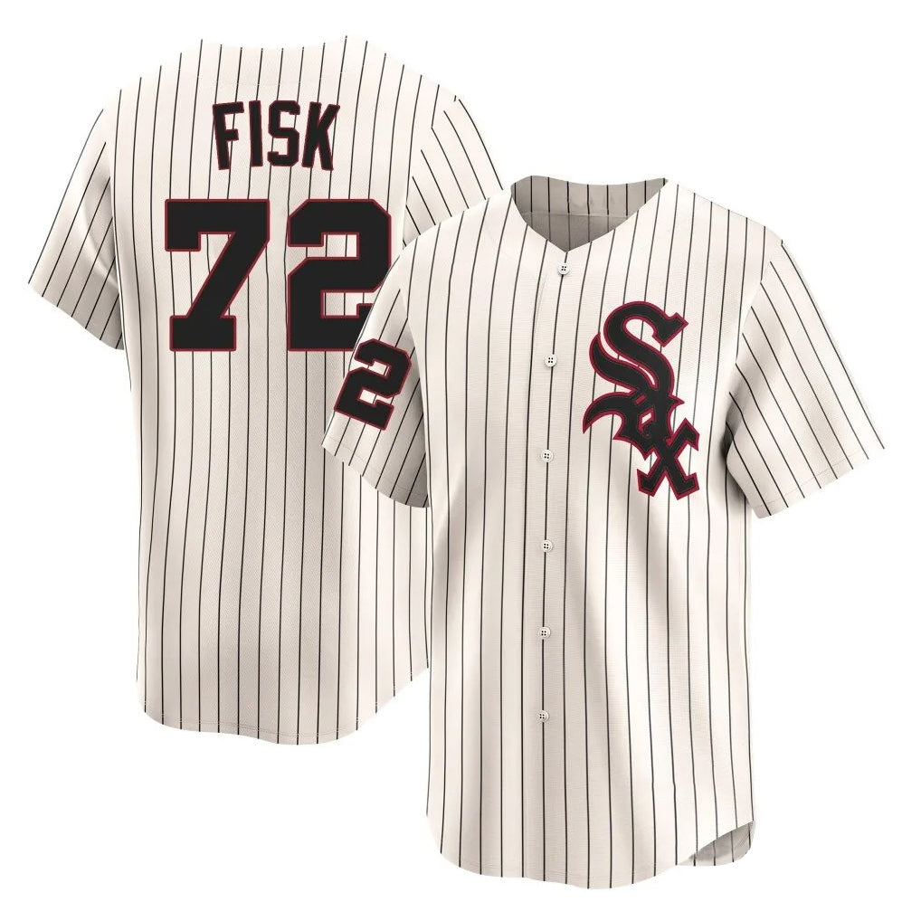 Boles C.White Sox #72 Carlton Fisk Player Cream Cooperstown Collection Limited Home Stitched Jerseys