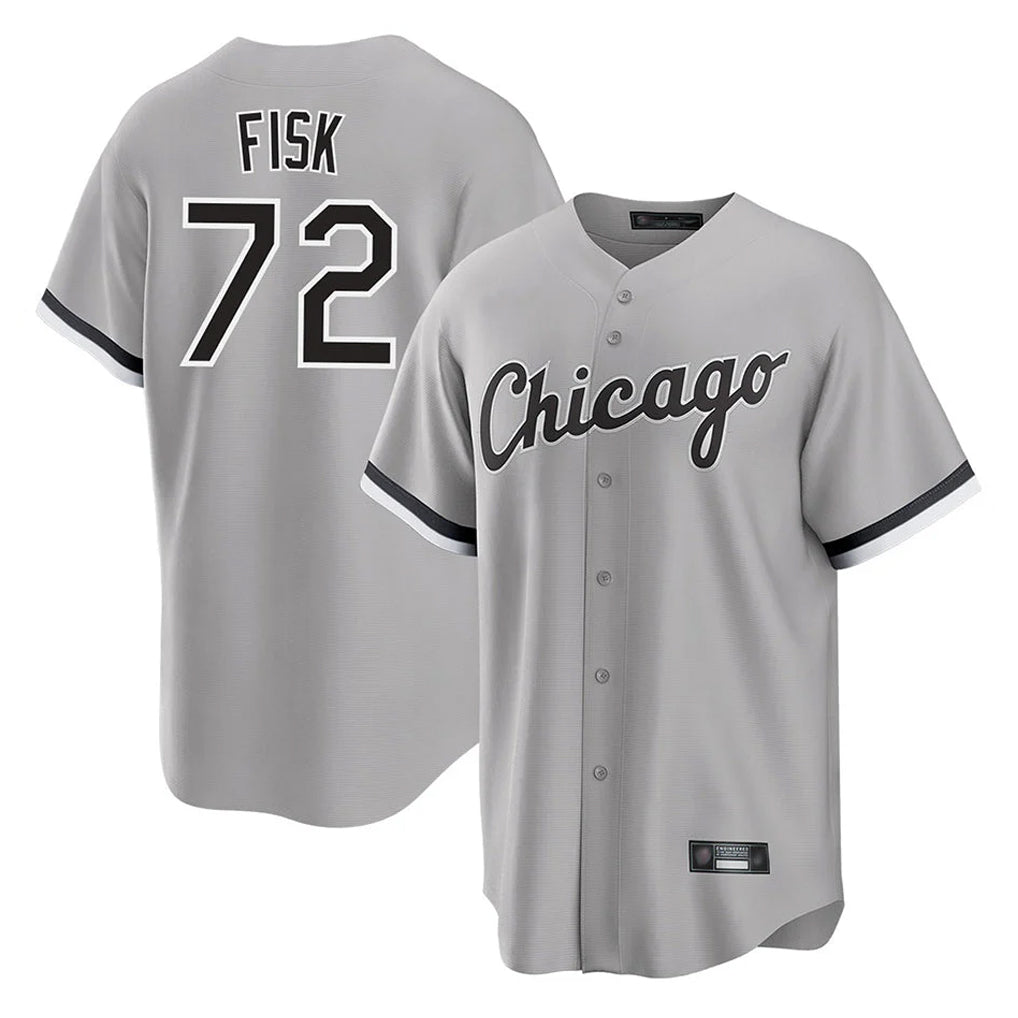Boles C.White Sox #72 Carlton Fisk Player Gray Home Game Stitched Jerseys
