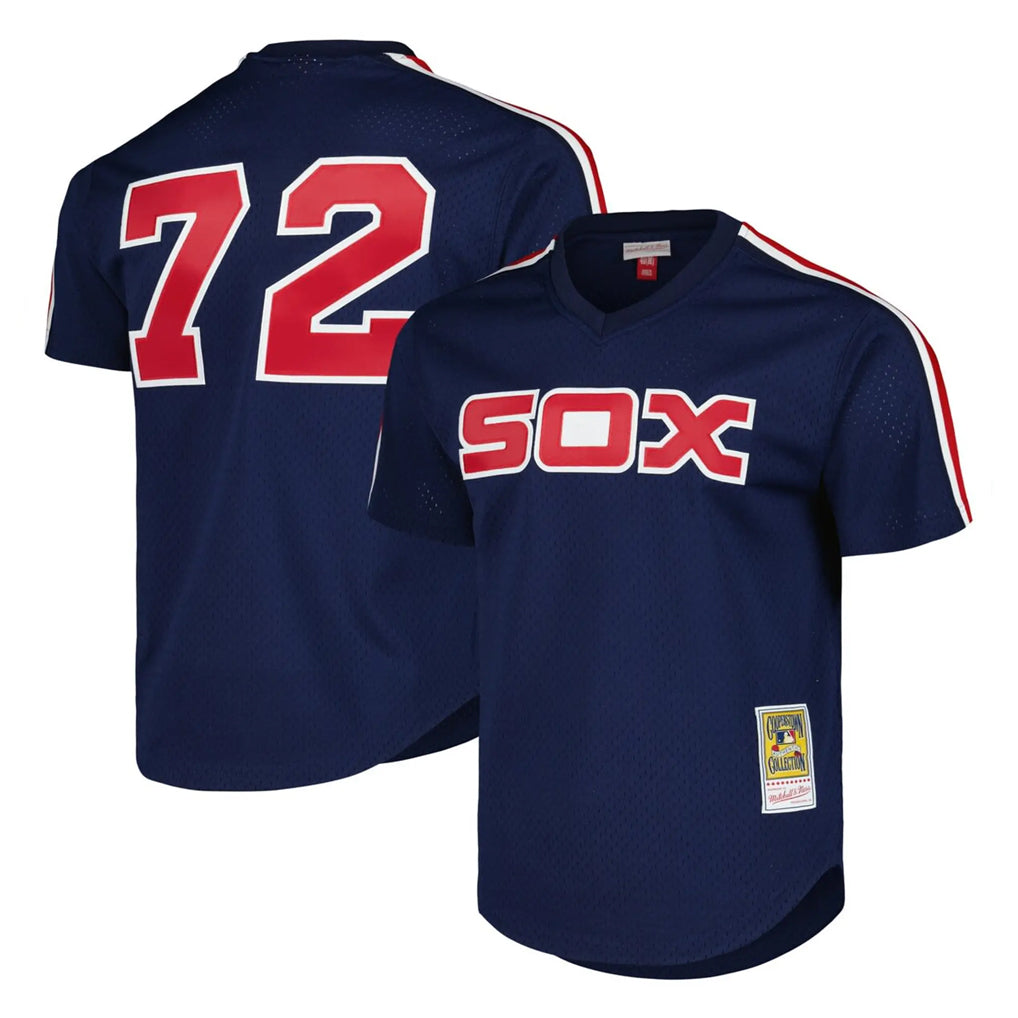 Boles C.White Sox #72 Carlton Fisk Player Navy Mitchell & Ness Cooperstown Collection Mesh Game Stitched Jerseys