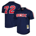 Boles C.White Sox #72 Carlton Fisk Player Navy Mitchell & Ness Cooperstown Collection Mesh Game Stitched Jerseys