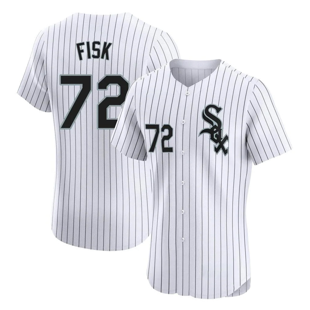 Boles C.White Sox #72 Carlton Fisk Player White Stripe Limited Elite Home Stitched Jerseys