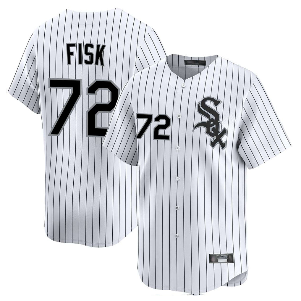 Boles C.White Sox #72 Carlton Fisk Player White Stripe Limited Home Stitched Jerseys