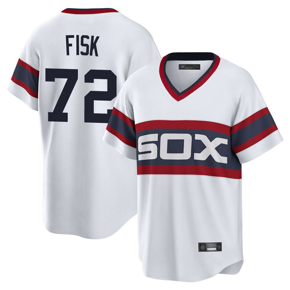 Boles C.White Sox #72 Carlton Fisk Player White T-shirt Home Game Stitched Jerseys