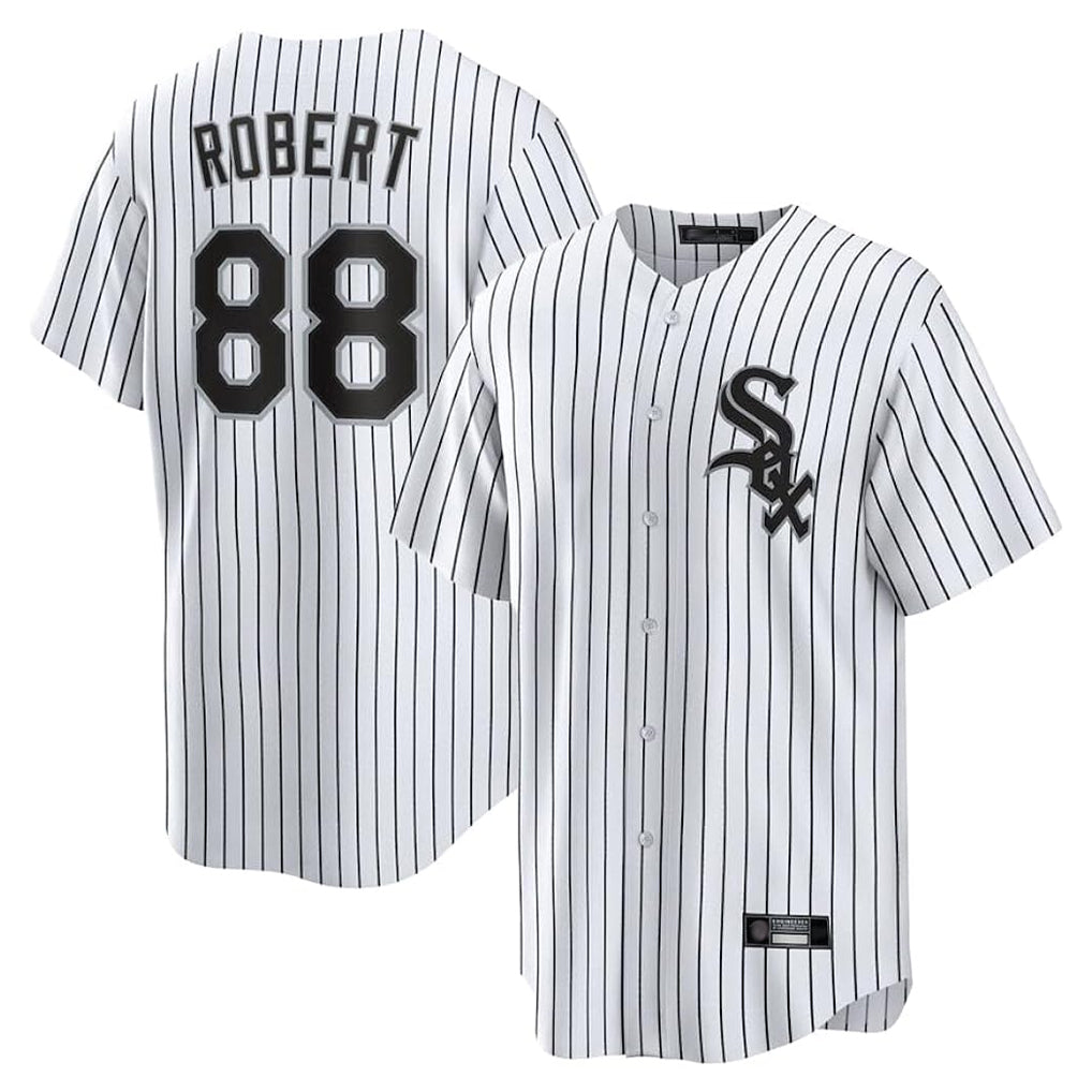 Boles C.White Sox #88 Luis Robert Jr Player White Stripe Home Game Stitched Jerseys